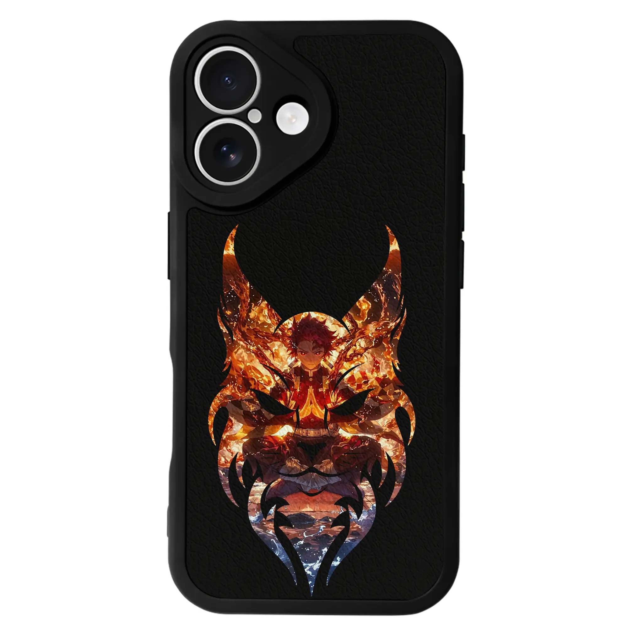 鬼滅の刃 グッズ,竈門 炭治郎 - IPhone 16シリーズ対応 ・ シリコンスマホケース ・ レザー調 ・ 高精度フィット ・ 耐衝撃 ・ ワイヤレス充電対応 ・ 精密カット